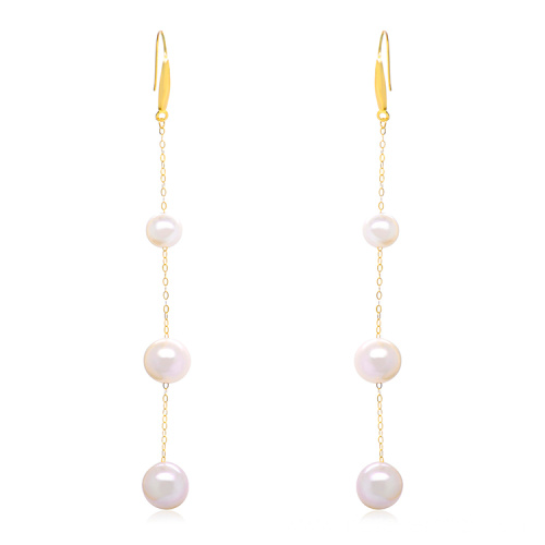 18K Gold Ear Jewelry Freshwater Drop Pearl Earrings